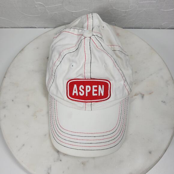 Vintage Obo's Aspen Adjustable Panel Hat Red White Embroidered Cotton Cap - Picture 1 of 16